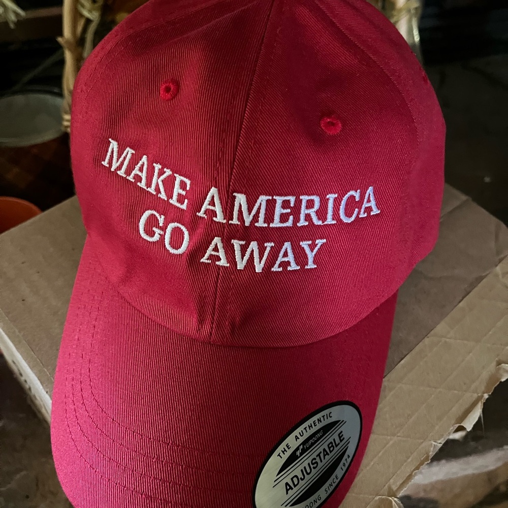 MAGA. Red Adjustable Cap with White Embroidery